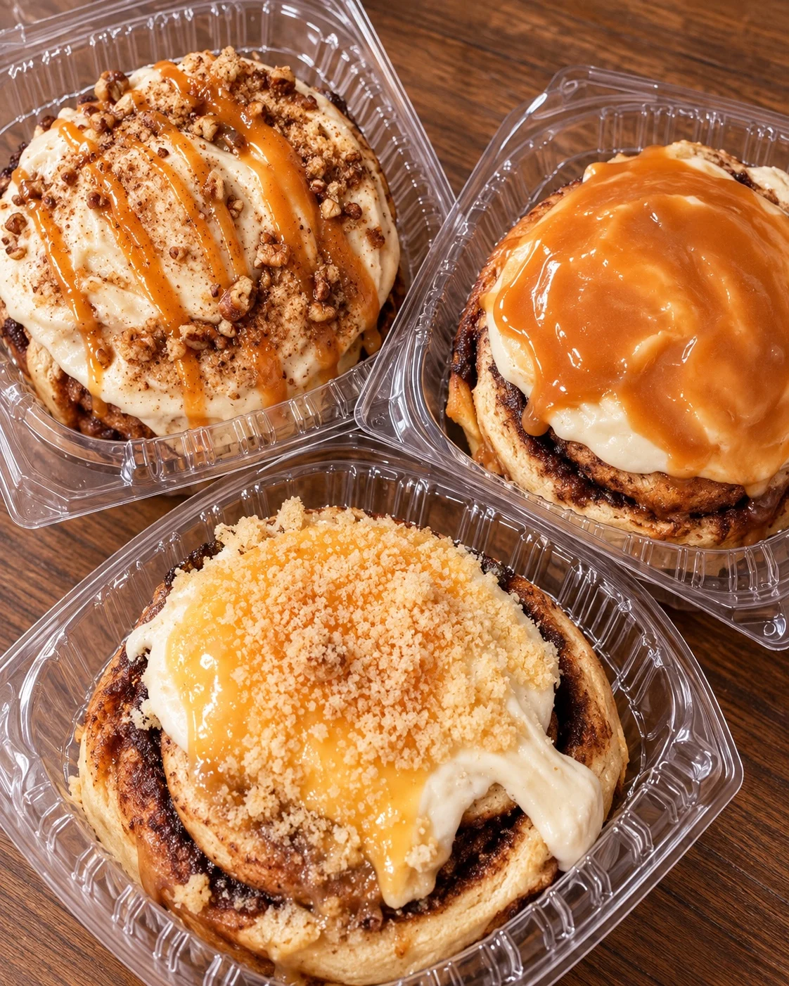 An assortment of Sweet Dough cinnamon rolls